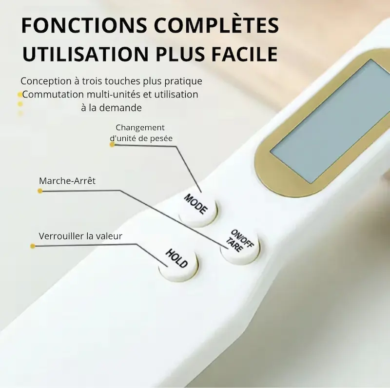 Cuillère doseuse numérique avec écran LCD pour un dosage culinaire précis