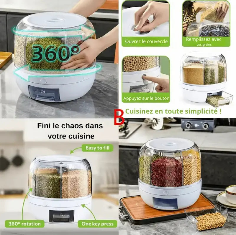 Rangement de cuisine rotatif 360 degrés pour épices et condiments